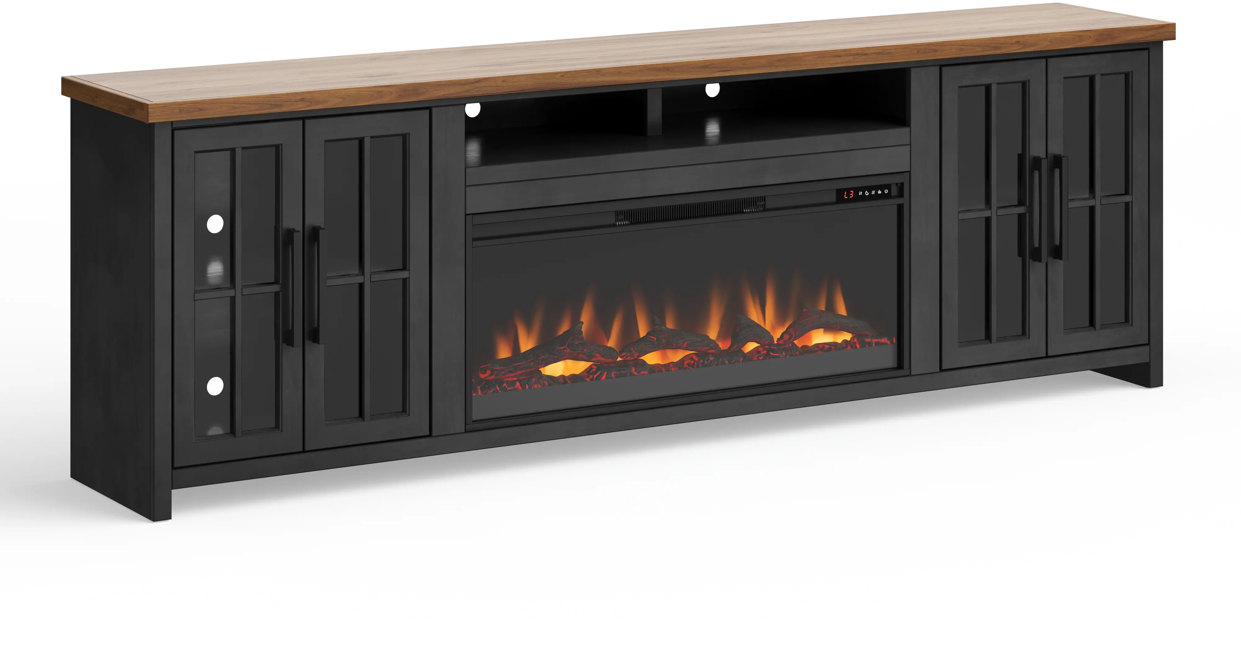 Essex Black and Brown 96  Fireplace TV Stand-3