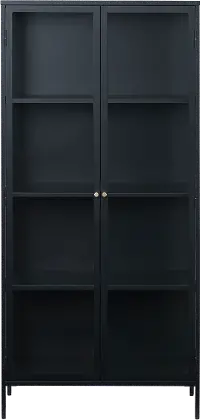 Carmel Black Metal and Glass 75-Inch Tall Cabinet