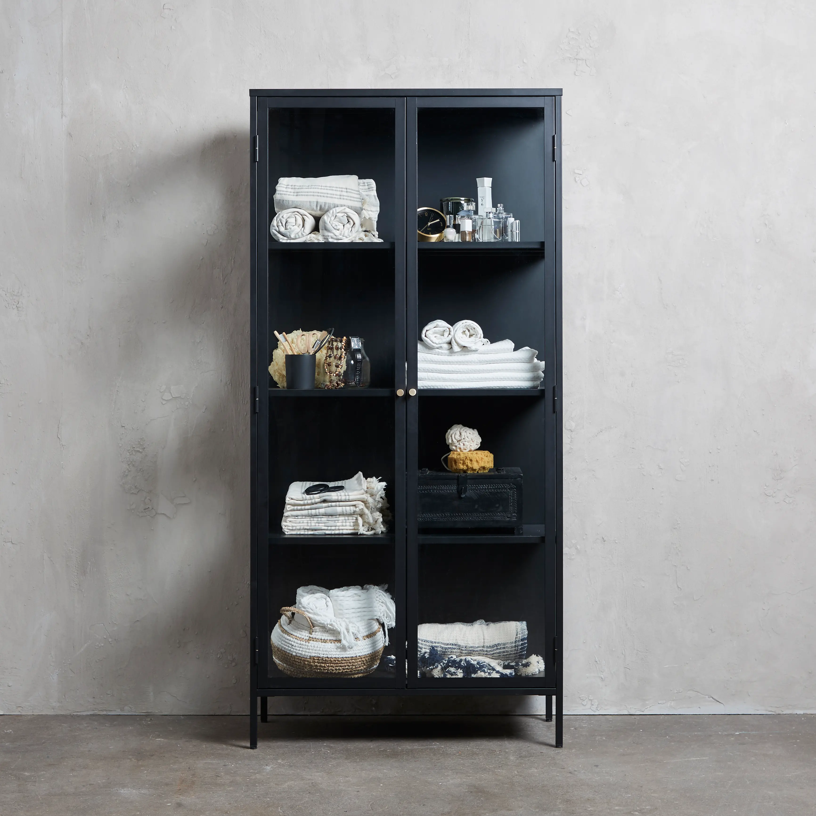 Carmel Black Metal and Glass 75-Inch Tall Cabinet-2