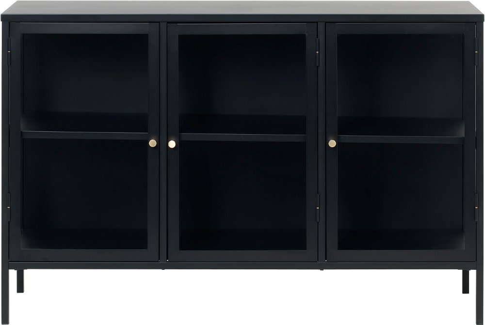 Carmel Black Metal and Glass 3 Section Sideboard