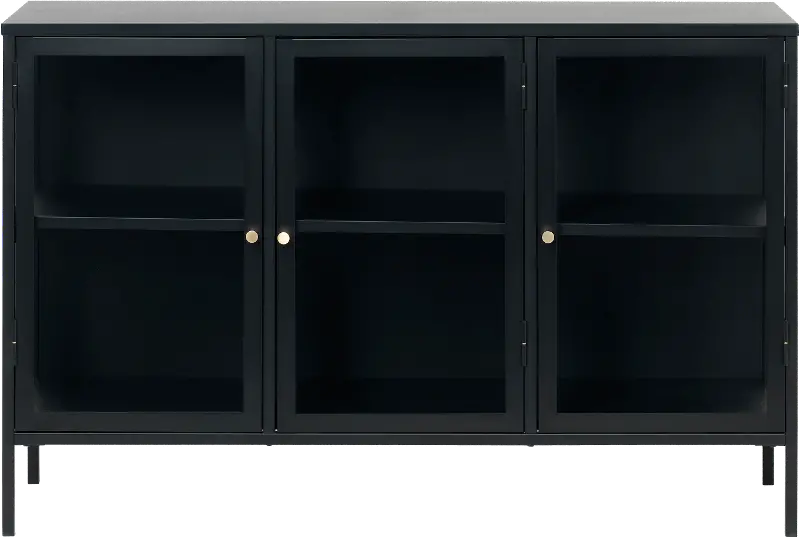 Carmel Black Metal and Glass 3 Section Sideboard