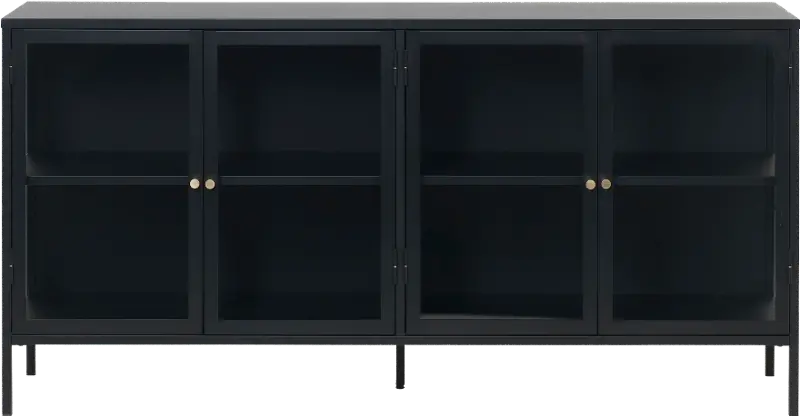 Carmel Black Metal and Glass 4 Section Sideboard