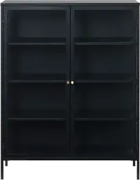 Carmel Black Metal and Glass 55-Inch High Cabinet