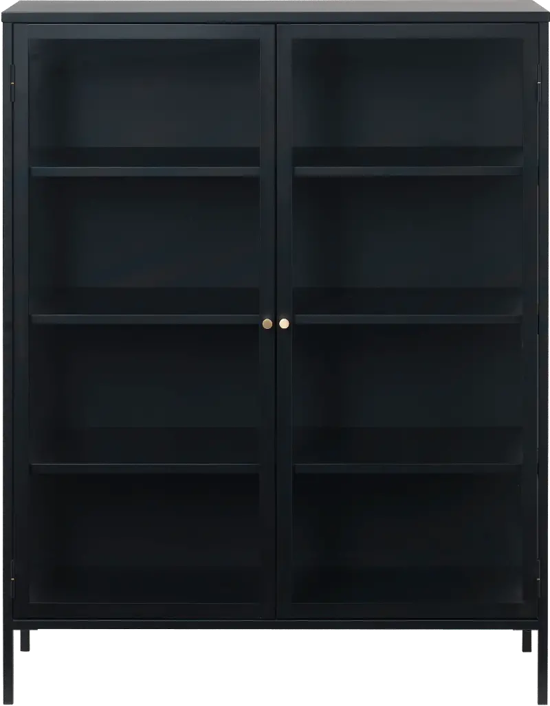 Carmel Black Metal and Glass 55-Inch High Cabinet