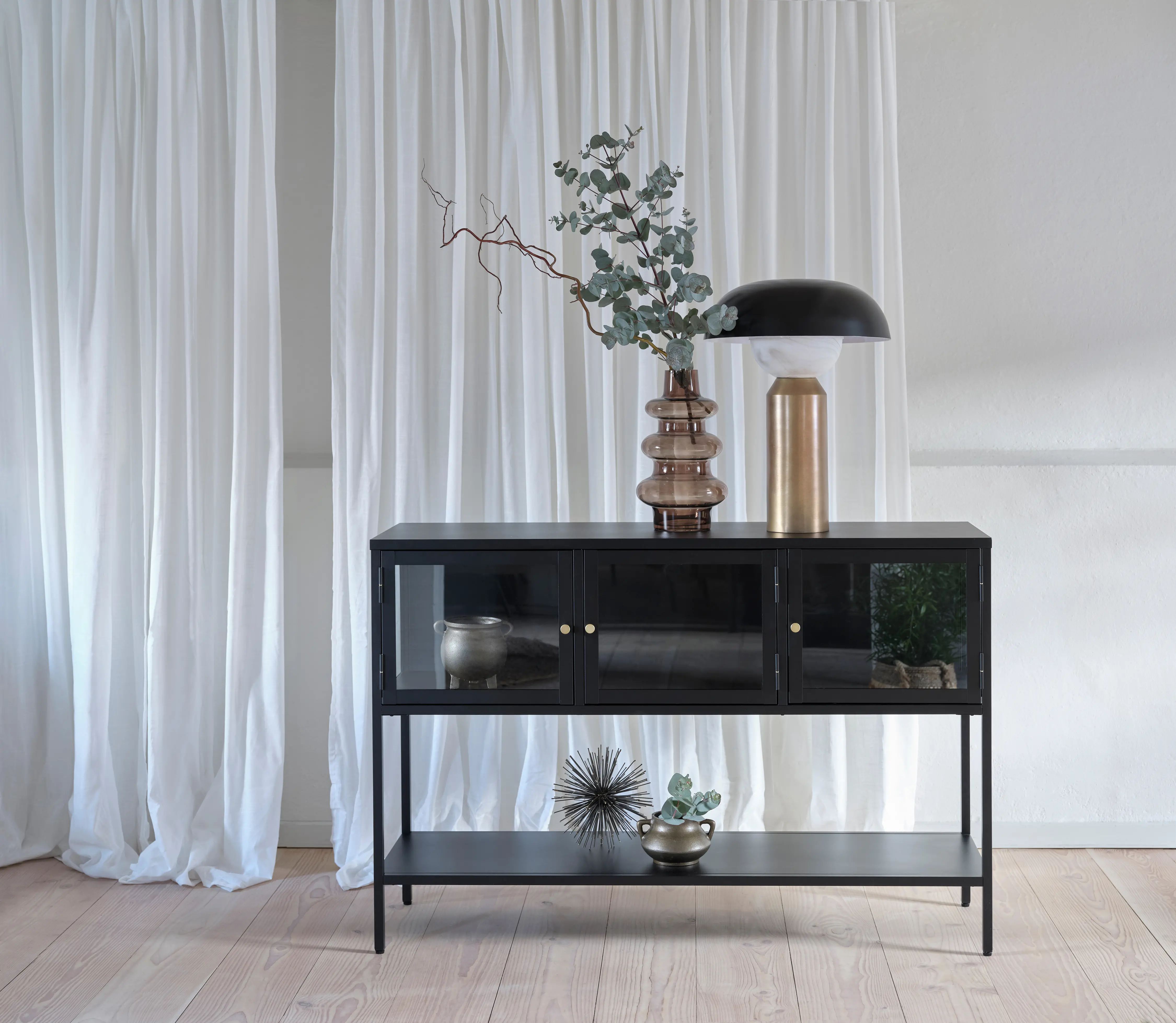 Carmel Black & Metal and Glass 52-Inch Wide Sideboard-2