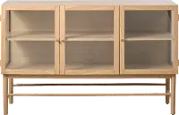 Elsa Natural Oak 3 Door Glass Panel Sideboard