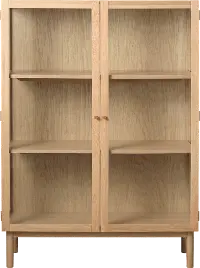 Elsa Natural Oak 55 Inch High Glass Panel Cabinet