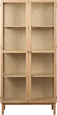 Elsa Natural Oak 75 Inch Glass Panel Cabinet