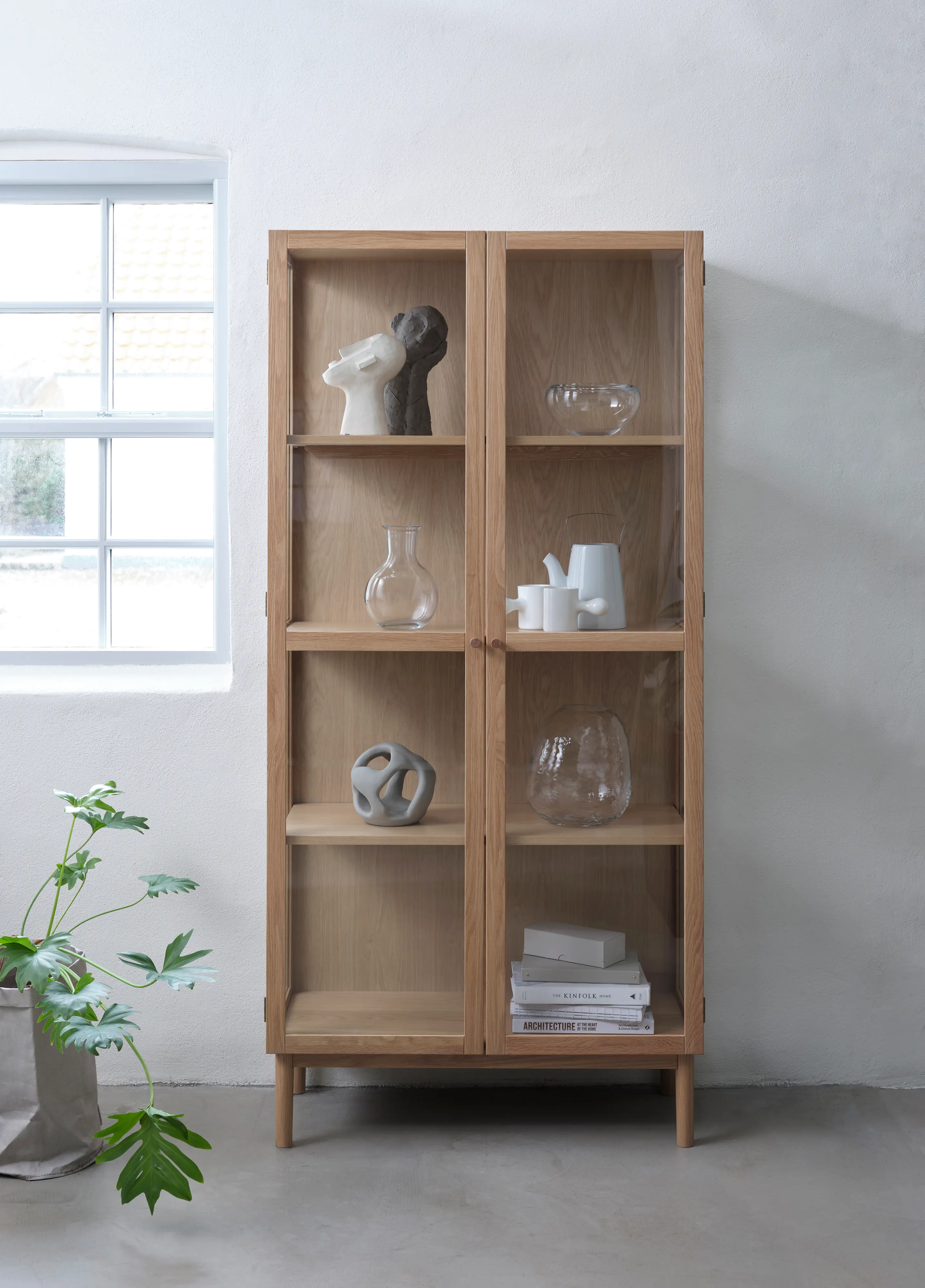 Elsa Natural Oak 75 Inch Glass Panel Cabinet-2