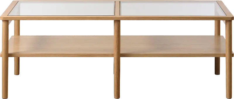 Elsa Natural Oak and Glass Coffee Table