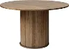 Nola Brown Oak Round Dining Table with Slatted Pedestal Base
