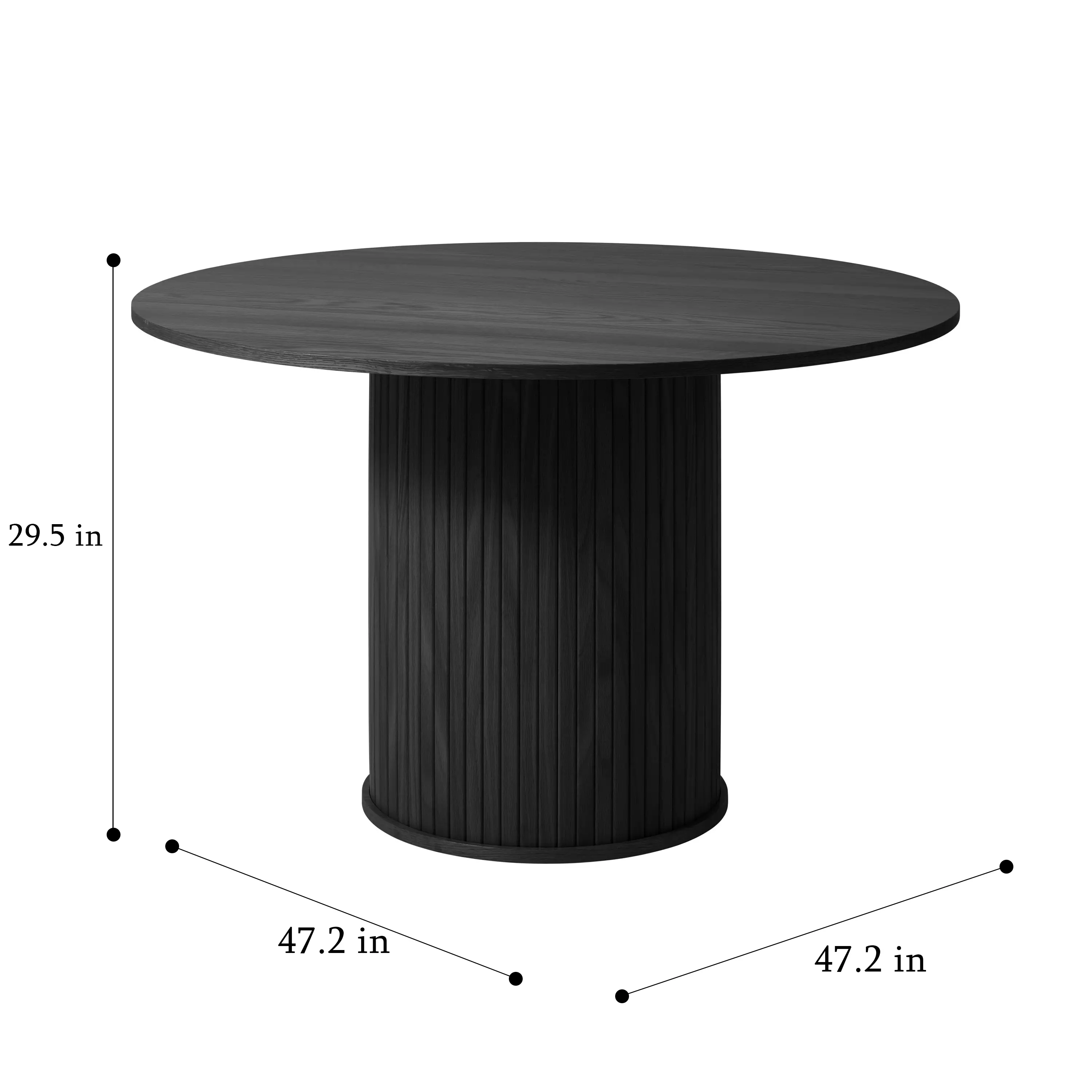 Nola Brown Oak Round Dining Table with Slatted Pedestal Base-6