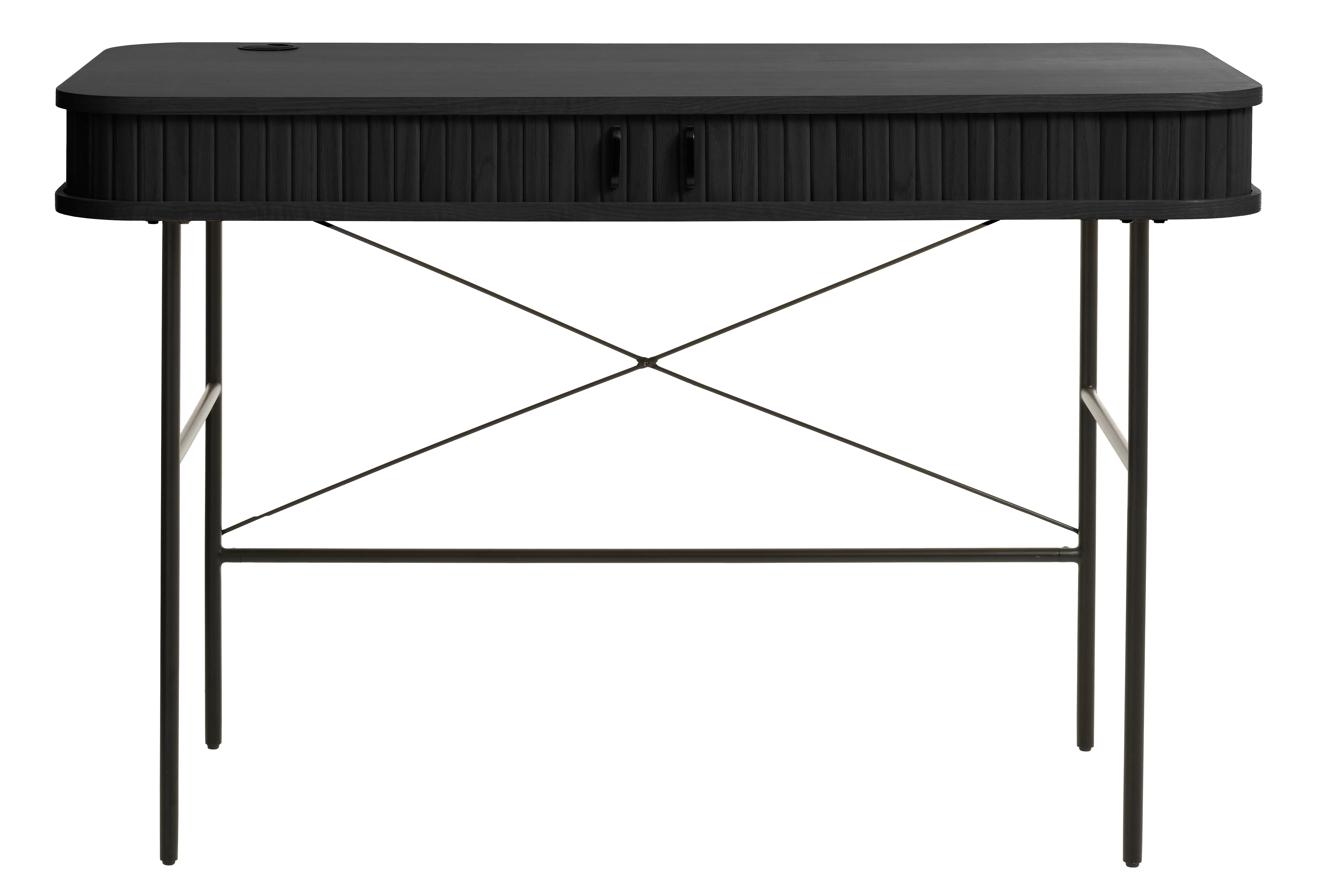 Nola Black Desk with Sliding Panel Doors-1