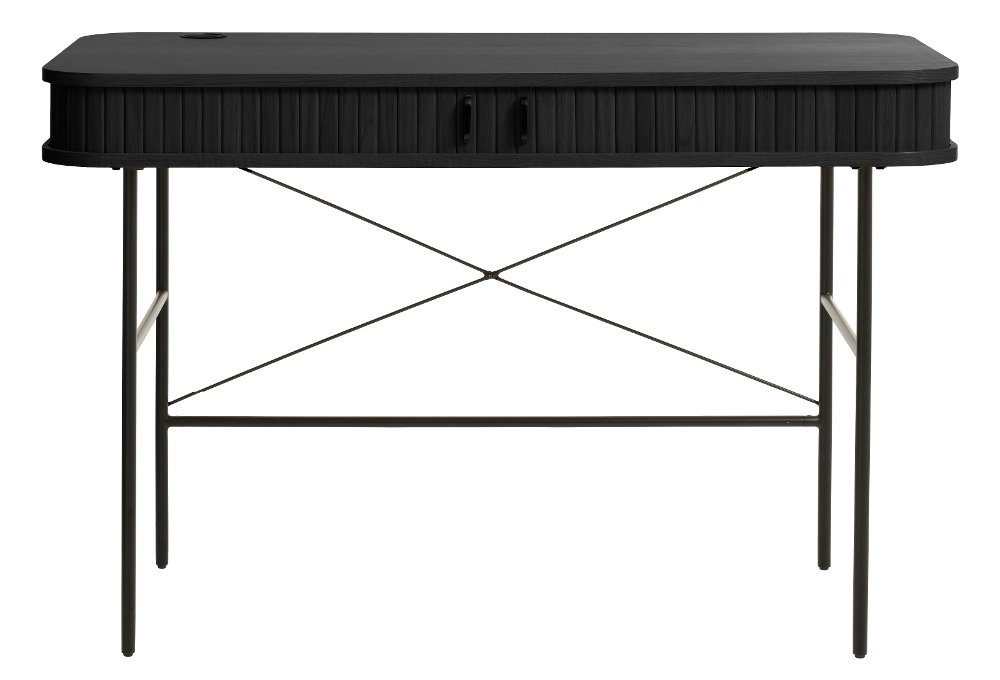 Nola Black Desk with Sliding Panel Doors