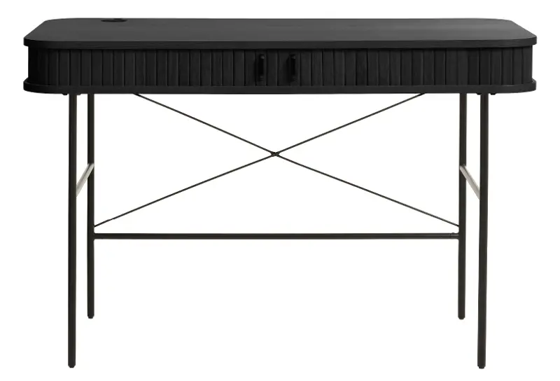 Nola Black Desk with Sliding Panel Doors