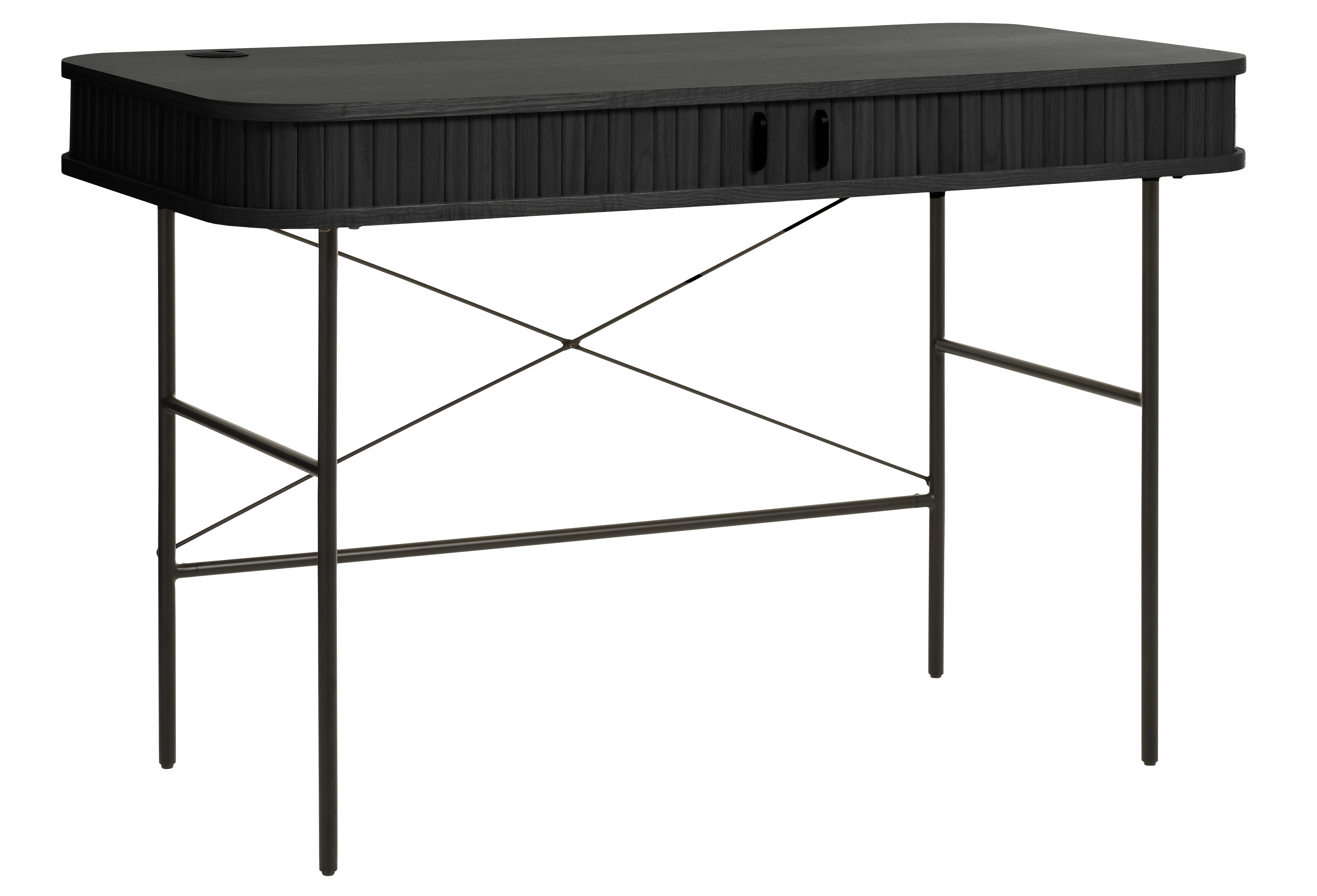 Nola Black Desk with Sliding Panel Doors-4