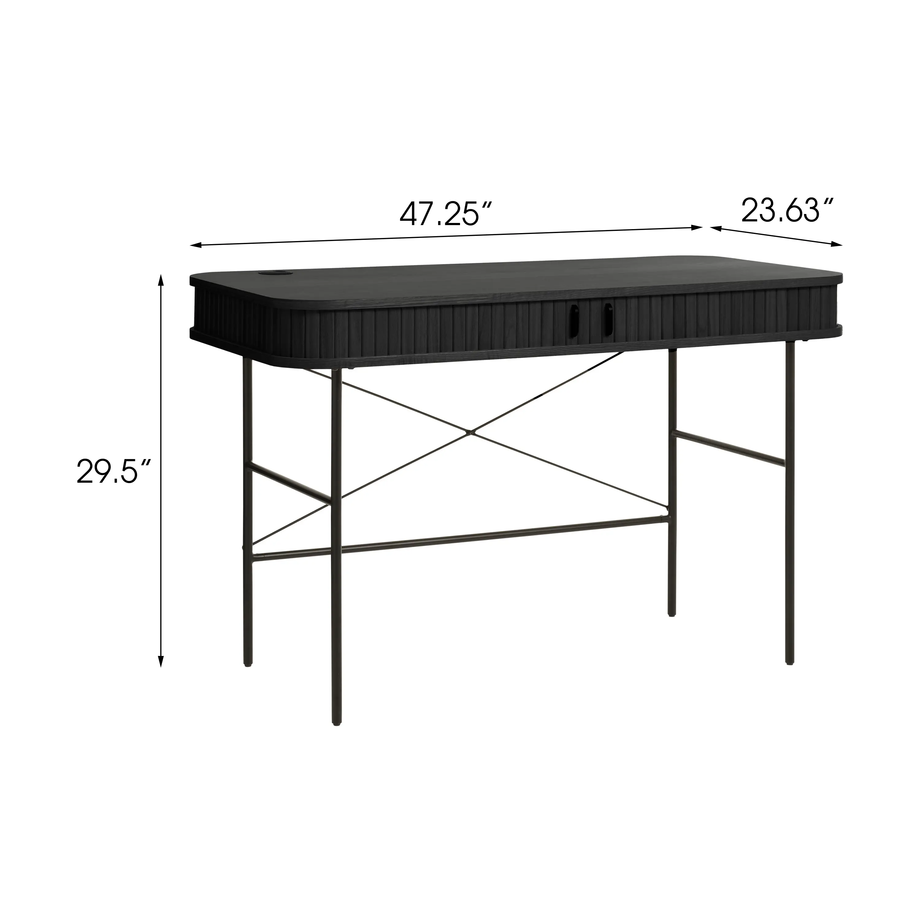 Nola Black Desk with Sliding Panel Doors-3
