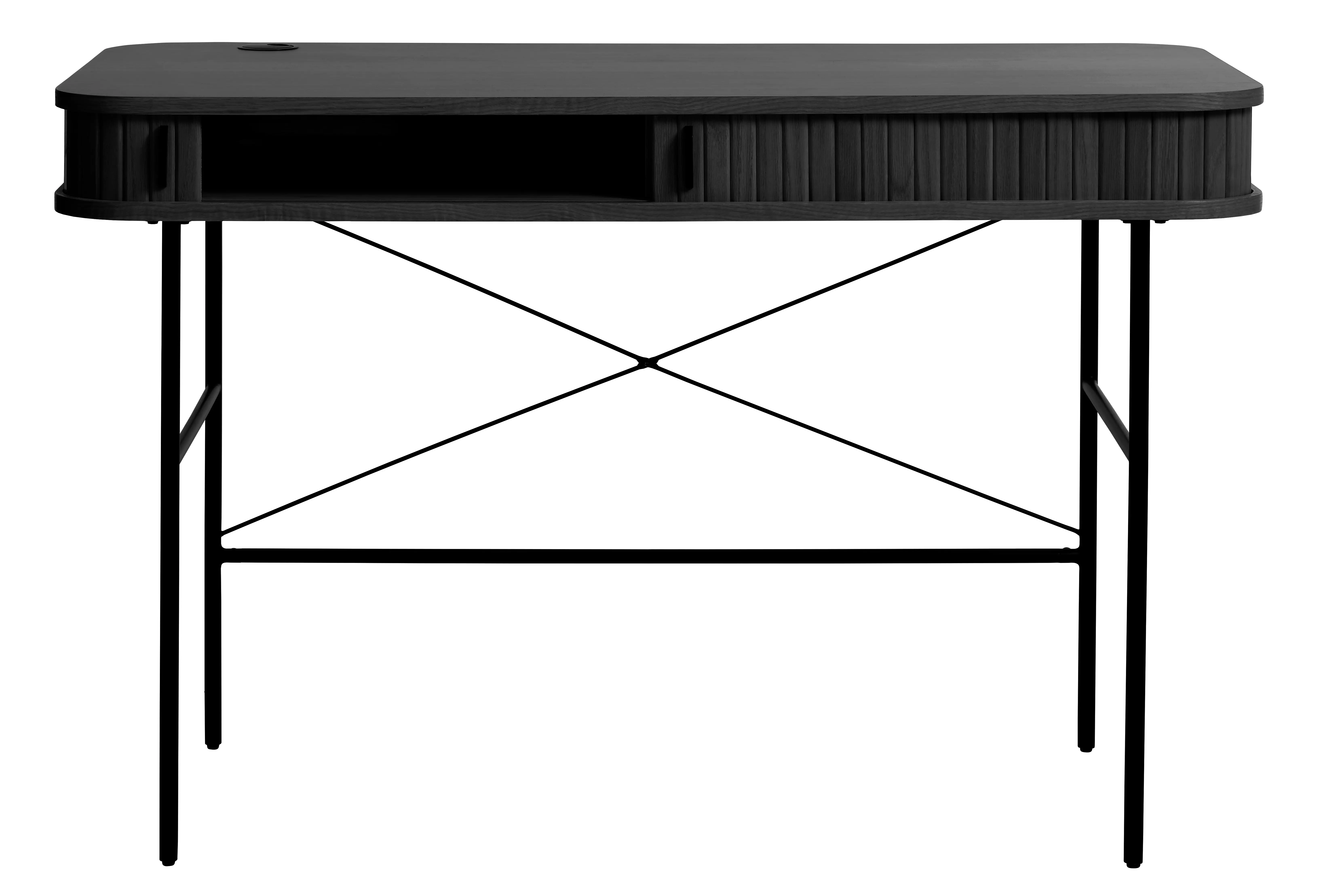 Nola Black Desk with Sliding Panel Doors-5