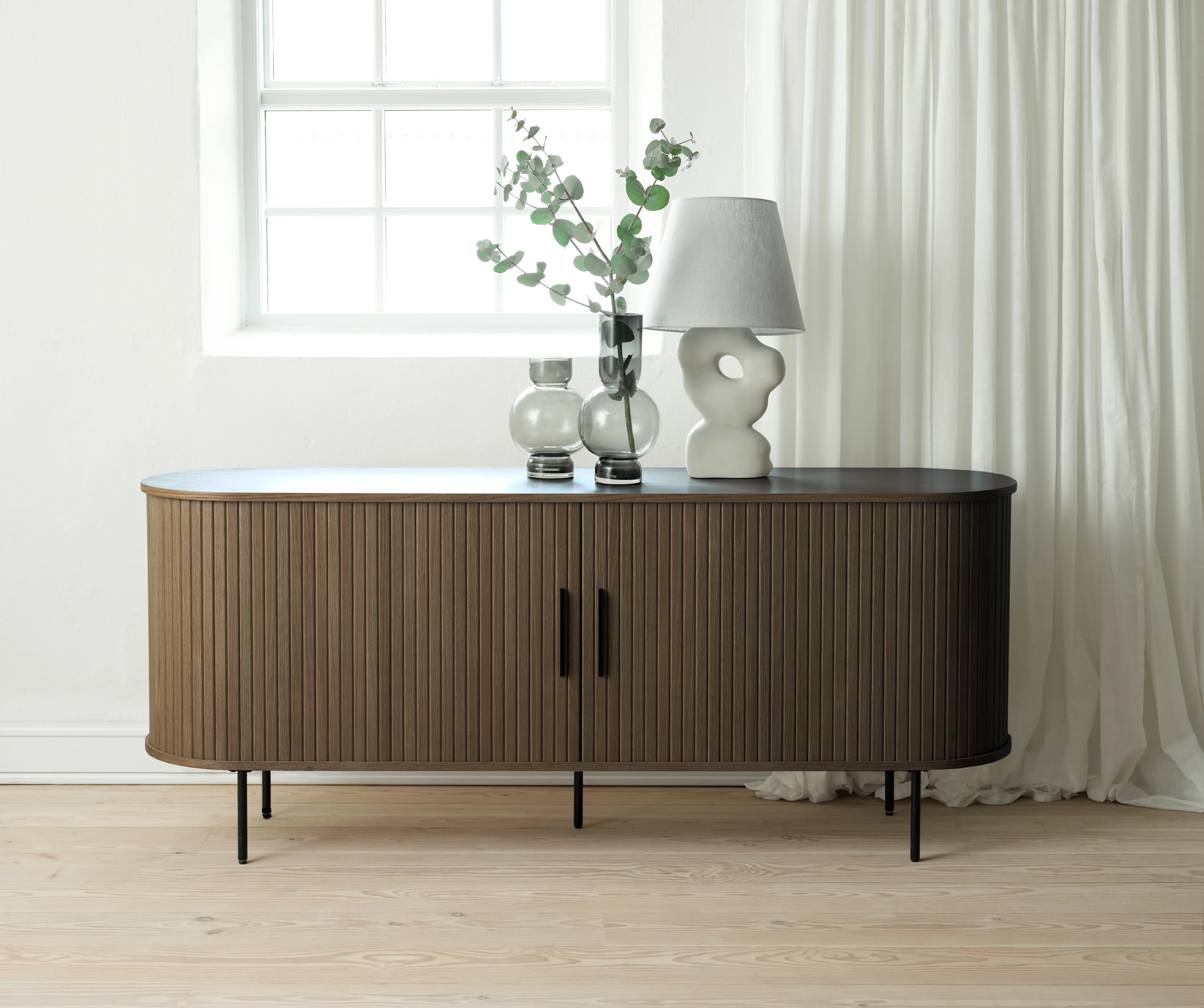 Nola Brown Oak 71  Sideboard with Sliding Panel Doors-1
