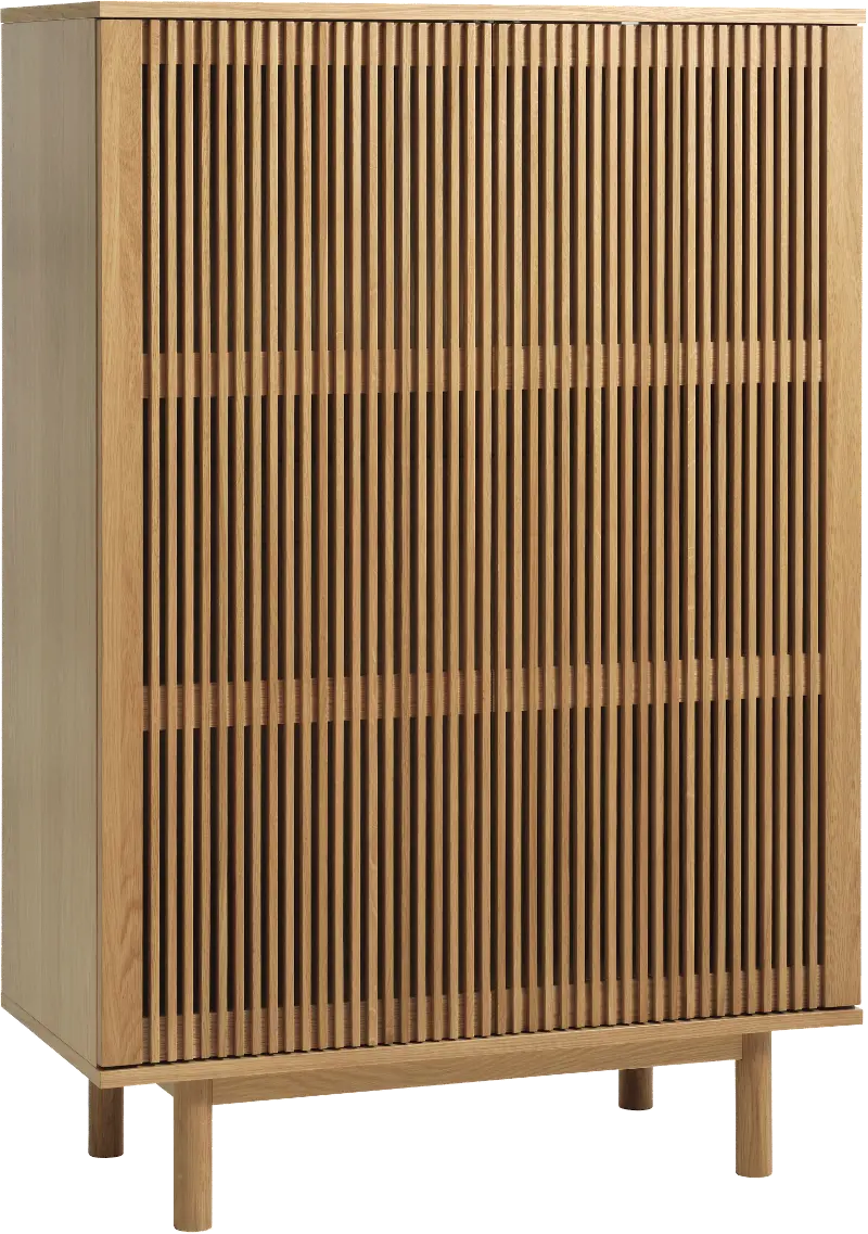 Tiber Natural Oak Accent Cabinet with Slatted Doors