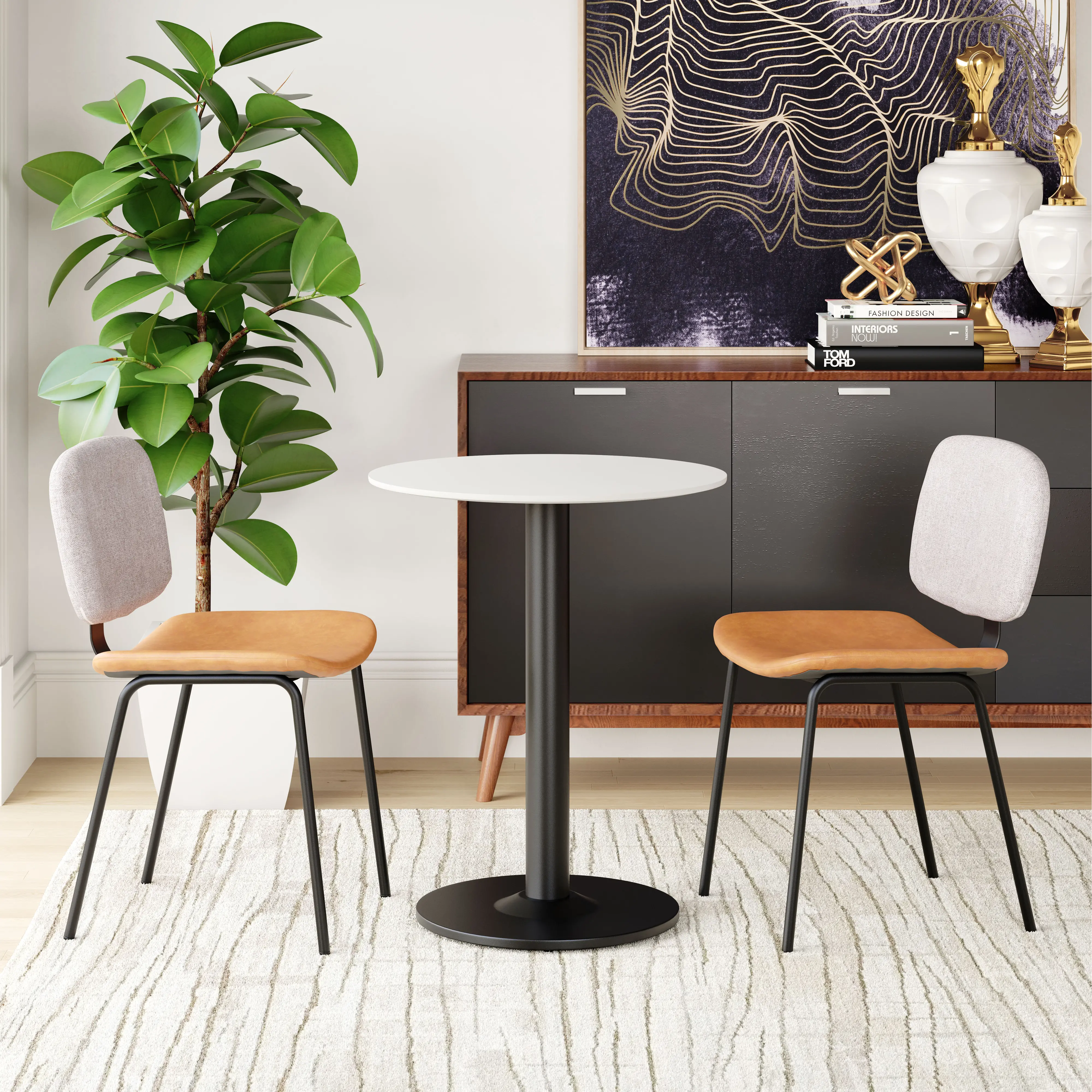 Padova Black & White Round Bistro Table-2