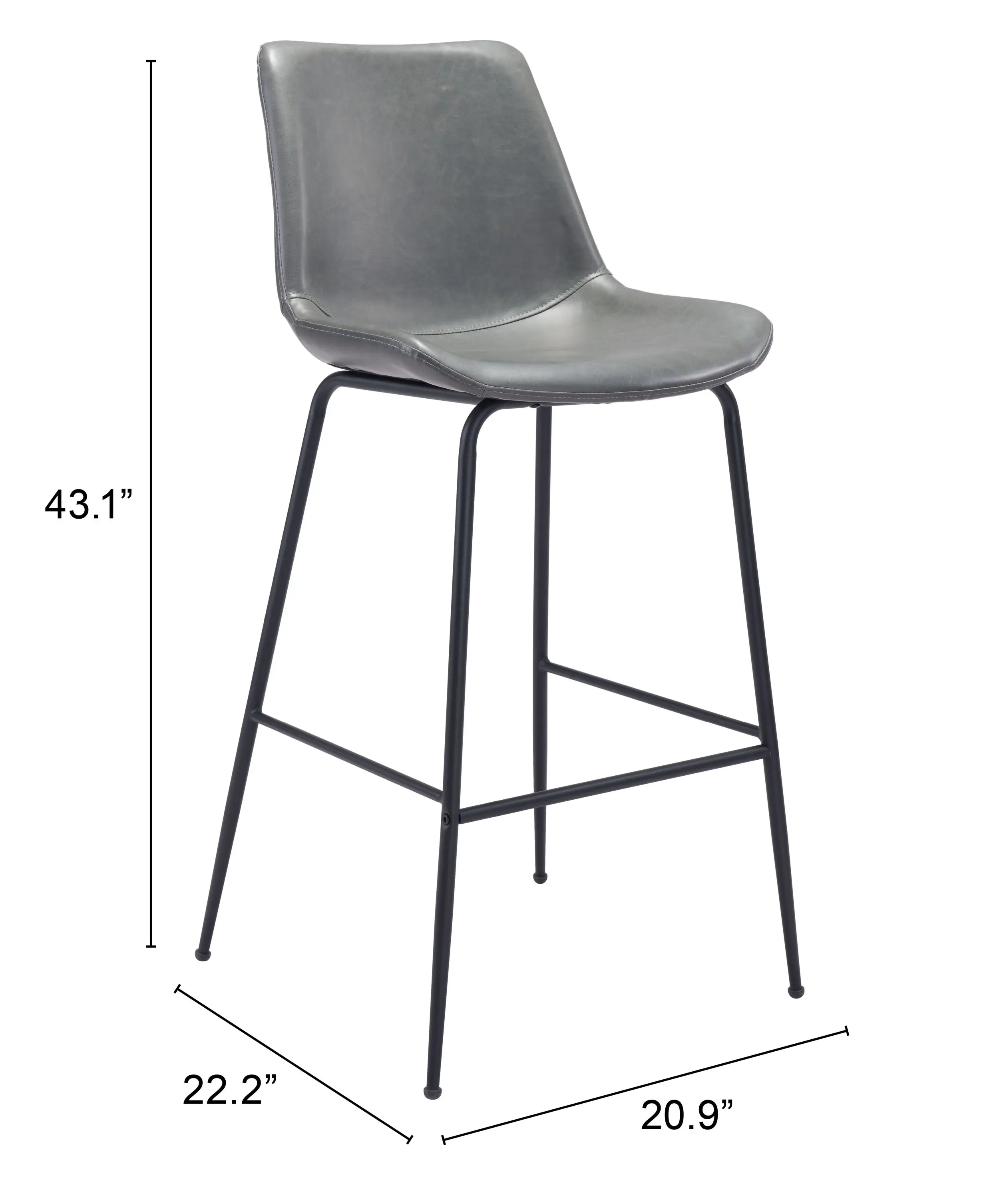 Seregno Gray Faux Leather Barstool-3