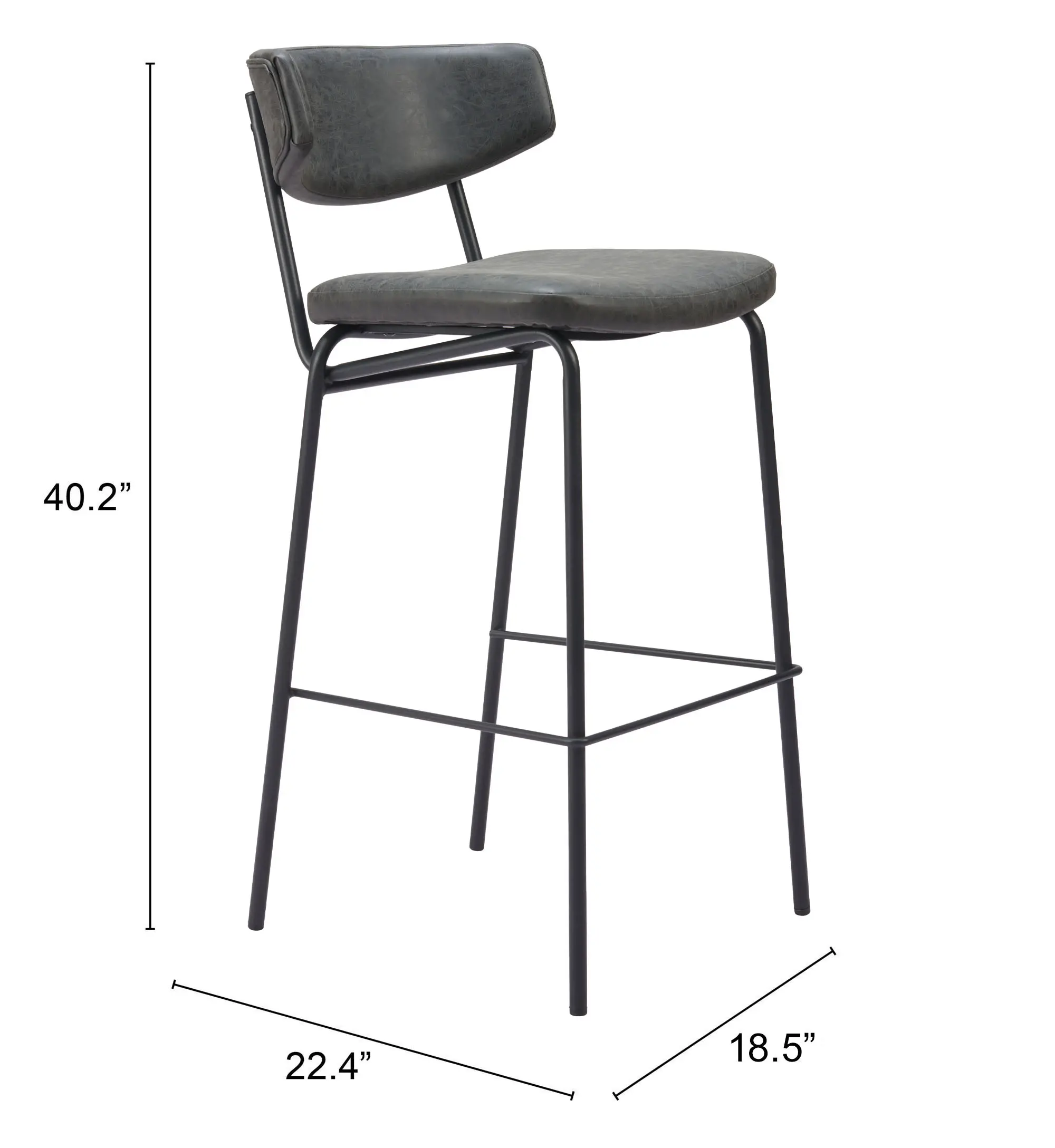 Ciampinon Black Faux Leather Barstool Vintage, Set of 2-3