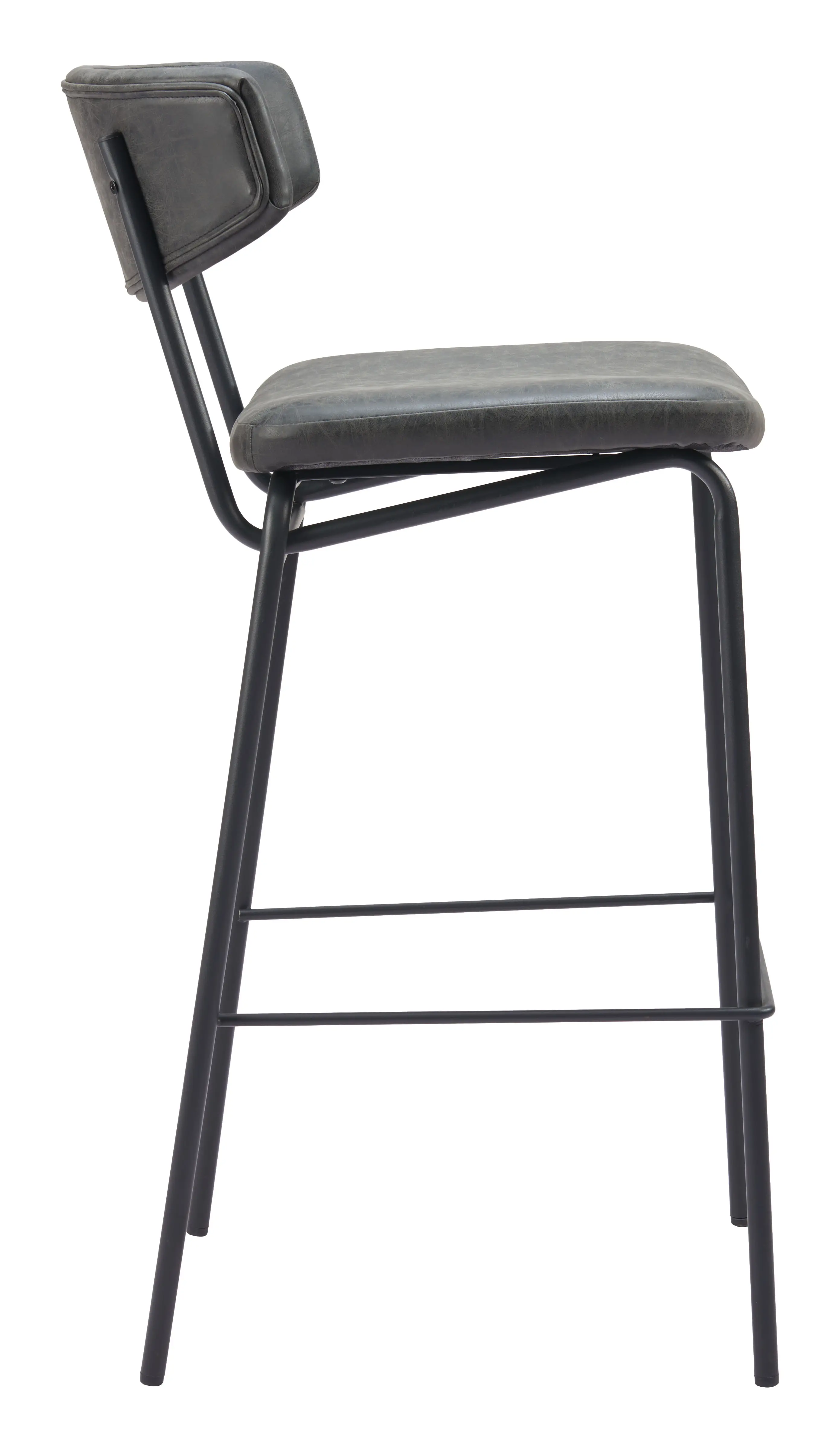 Ciampinon Black Faux Leather Barstool Vintage, Set of 2-5