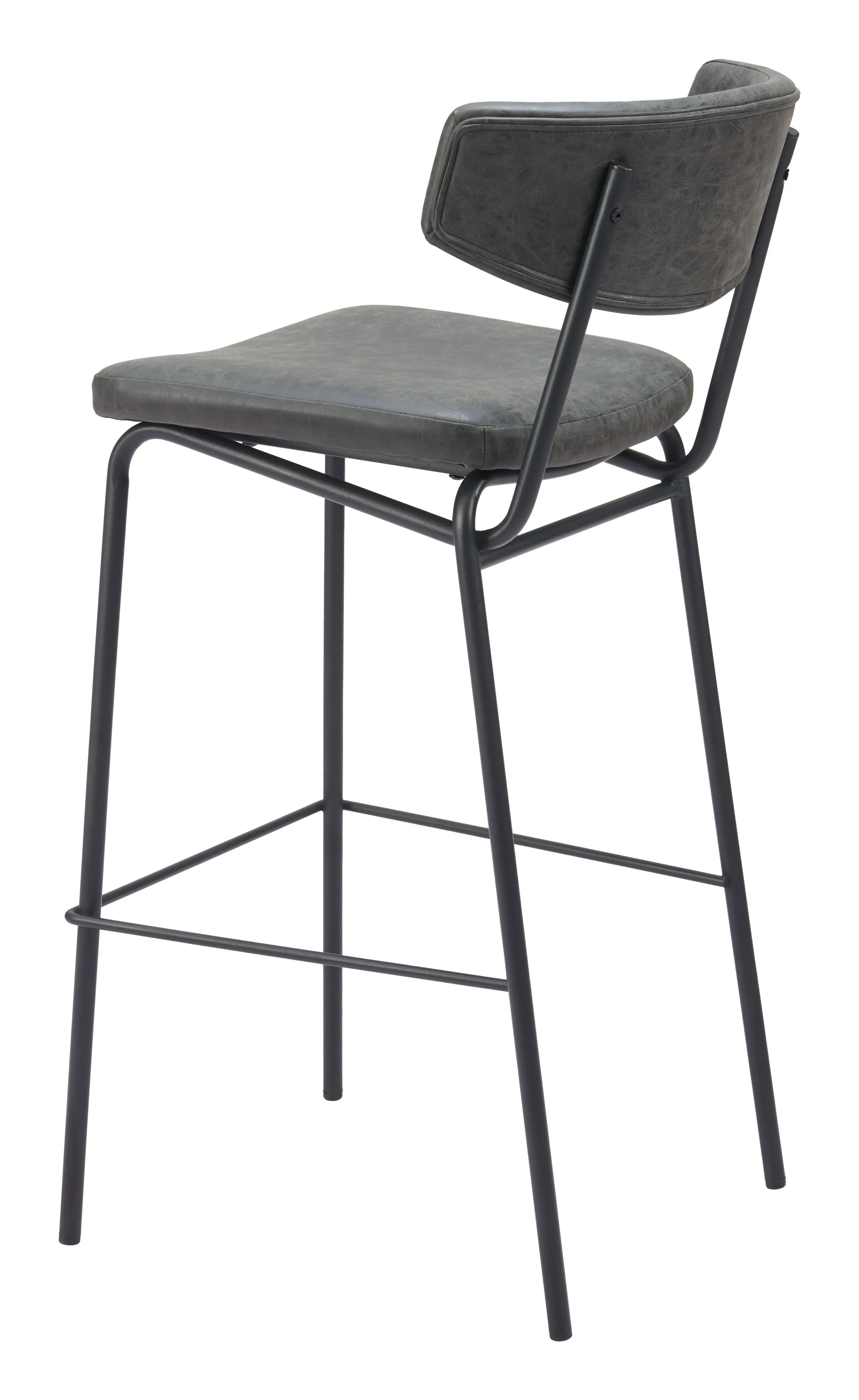 Ciampinon Black Faux Leather Barstool Vintage, Set of 2-6