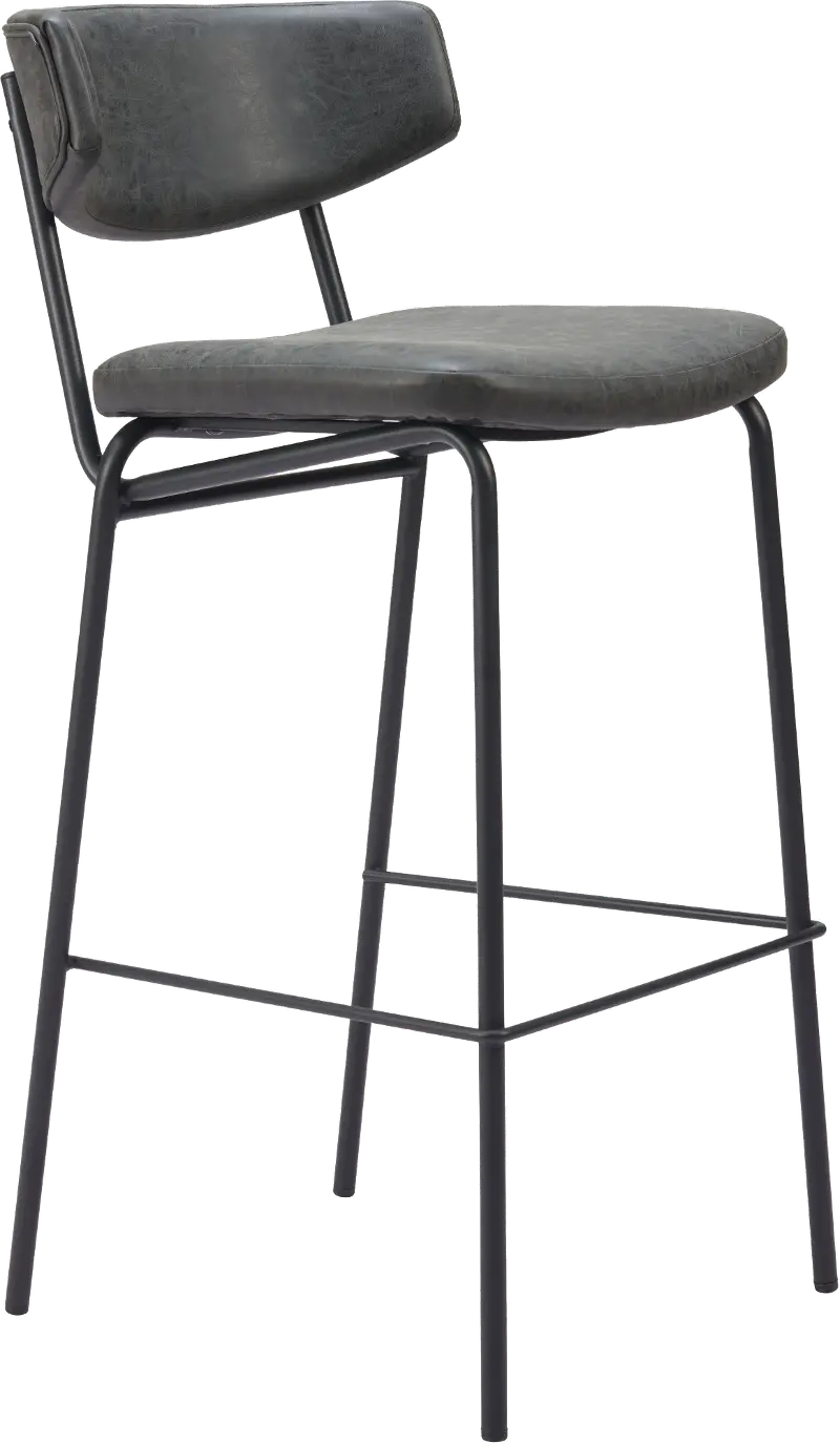 Ciampinon Black Faux Leather Barstool Vintage