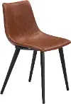 Monfalcone Brown Faul Leather Dining Chair, Set of 2