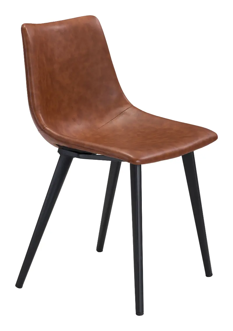Monfalcone Brown Faul Leather Dining Chair, Set of 2