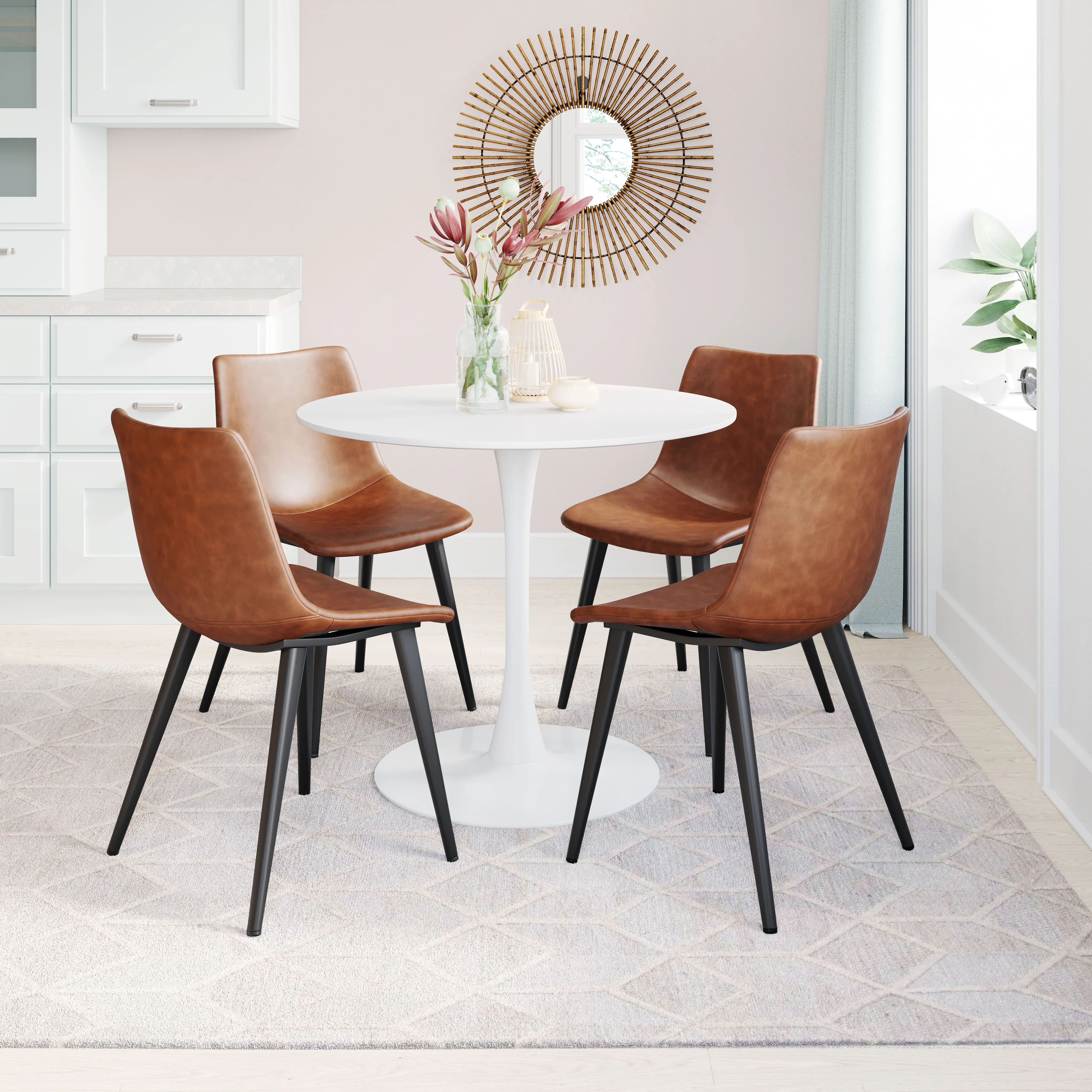 Monfalcone Brown Faul Leather Dining Chair, Set of 2-2