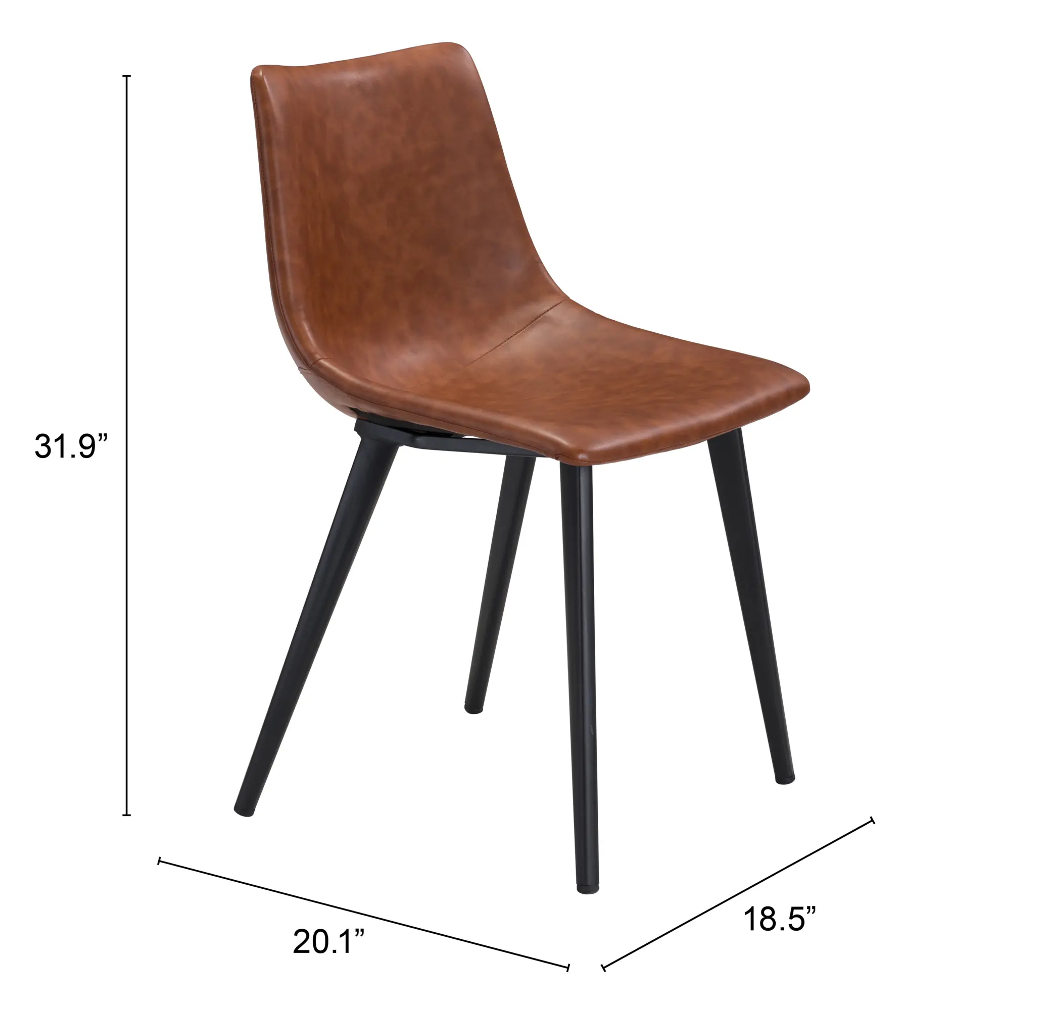 Monfalcone Brown Faul Leather Dining Chair, Set of 2-3