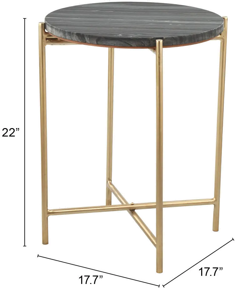 Frattamaggiore Gray and Gold Side Table-7