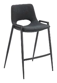 Sant’Anastasia Black Faux Leather Counter Stool, Set of 2
