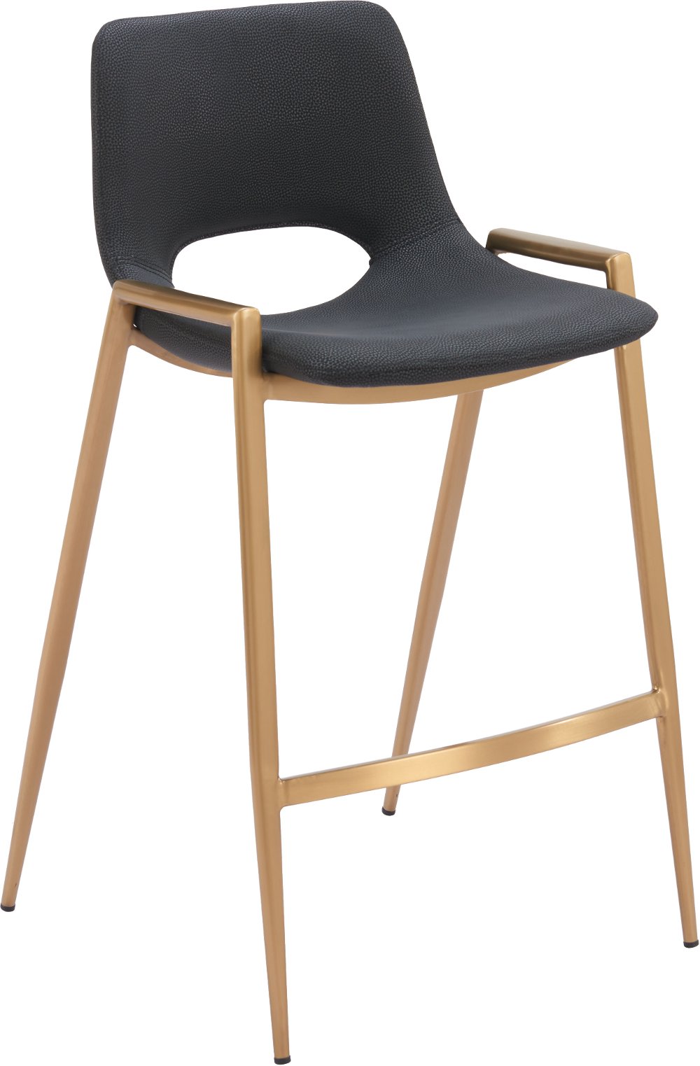 Sant’Anastasia Black and Gold Faux Leather Counter Stool
