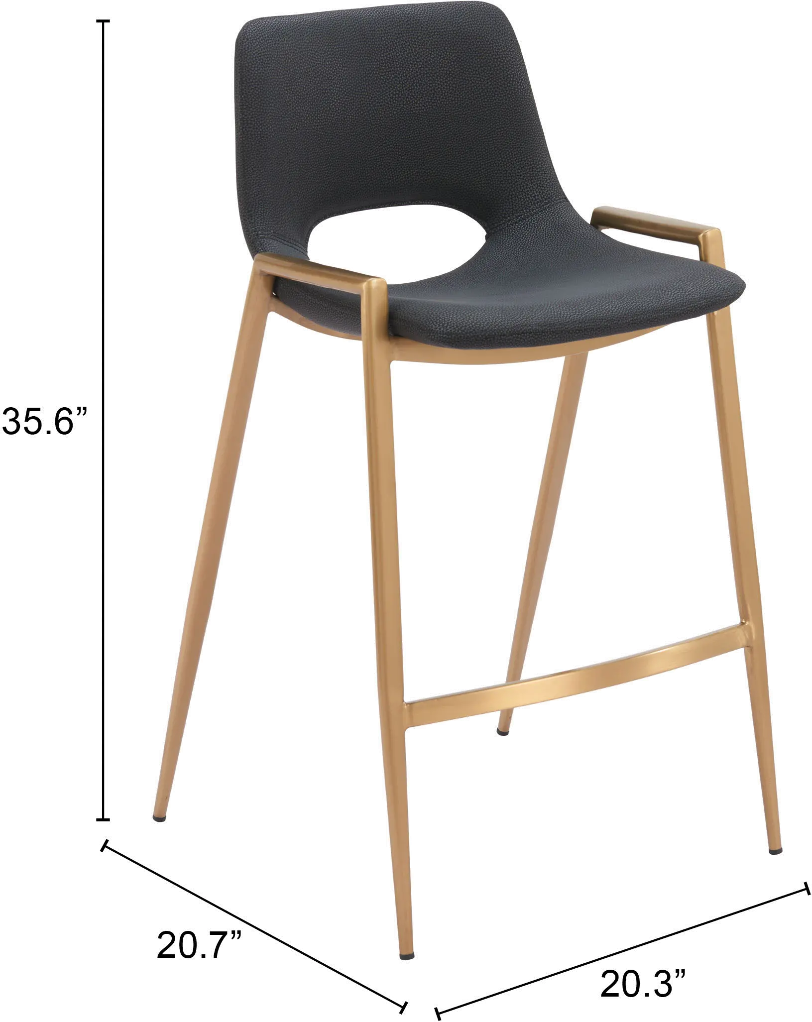 Sant’Anastasia Black and Gold Faux Leather Counter Stool-3