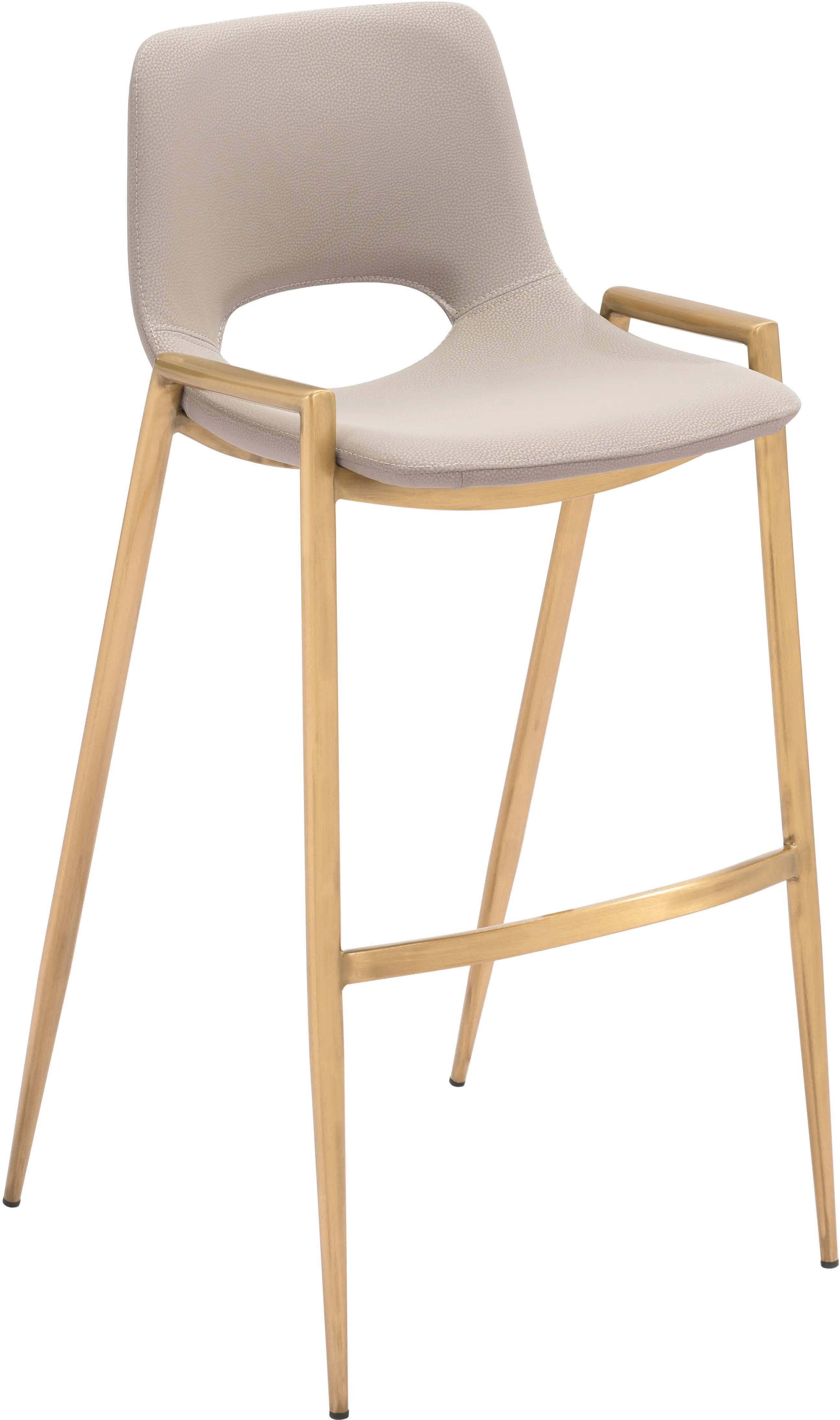 Sant’Anastasia Beige and Gold Faux Leather Counter Stool-1