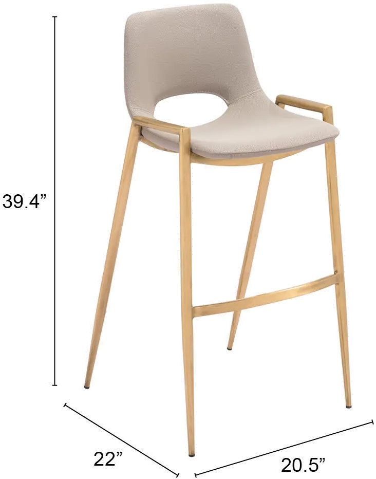 Sant’Anastasia Beige and Gold Faux Leather Counter Stool-3