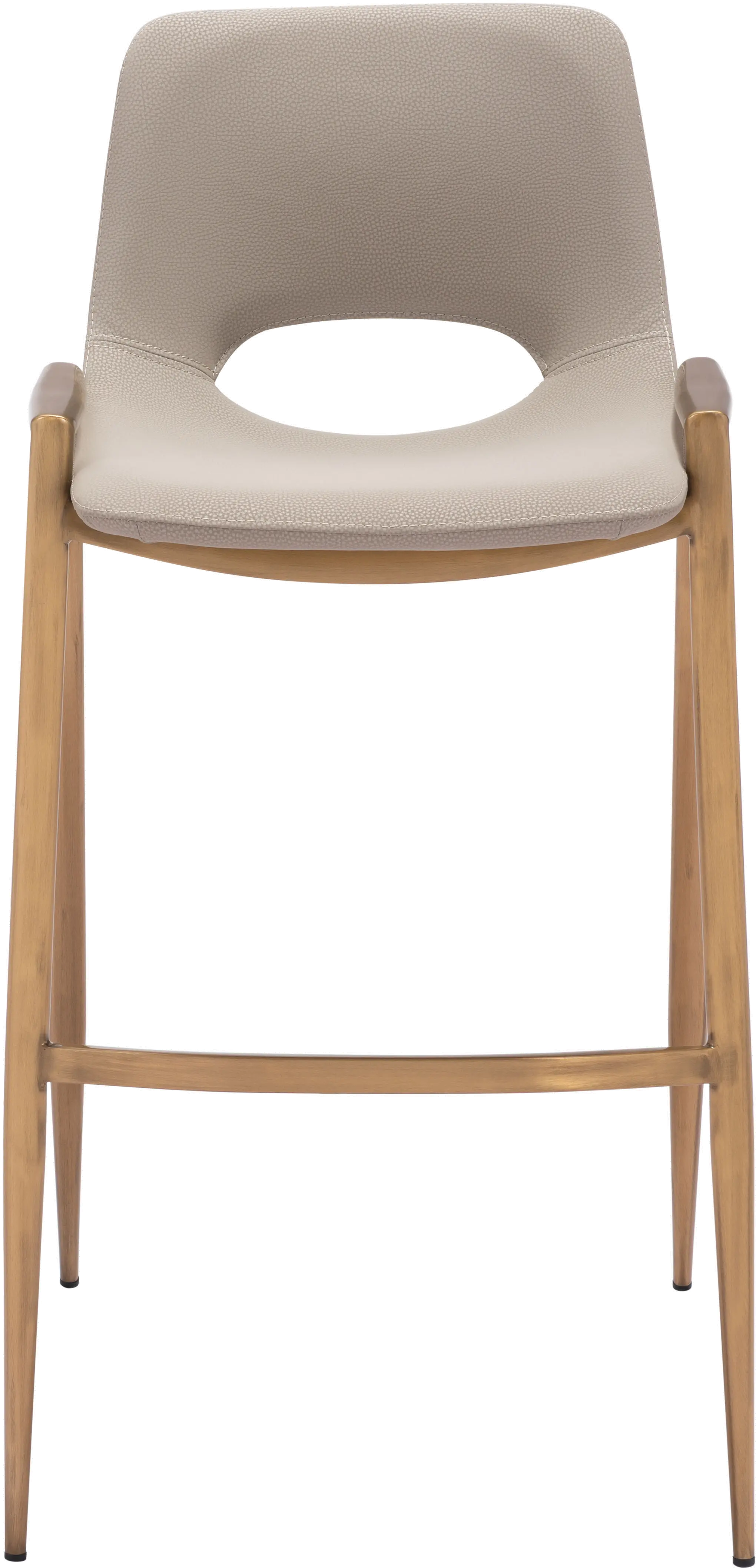 Sant’Anastasia Beige and Gold Faux Leather Counter Stool-4
