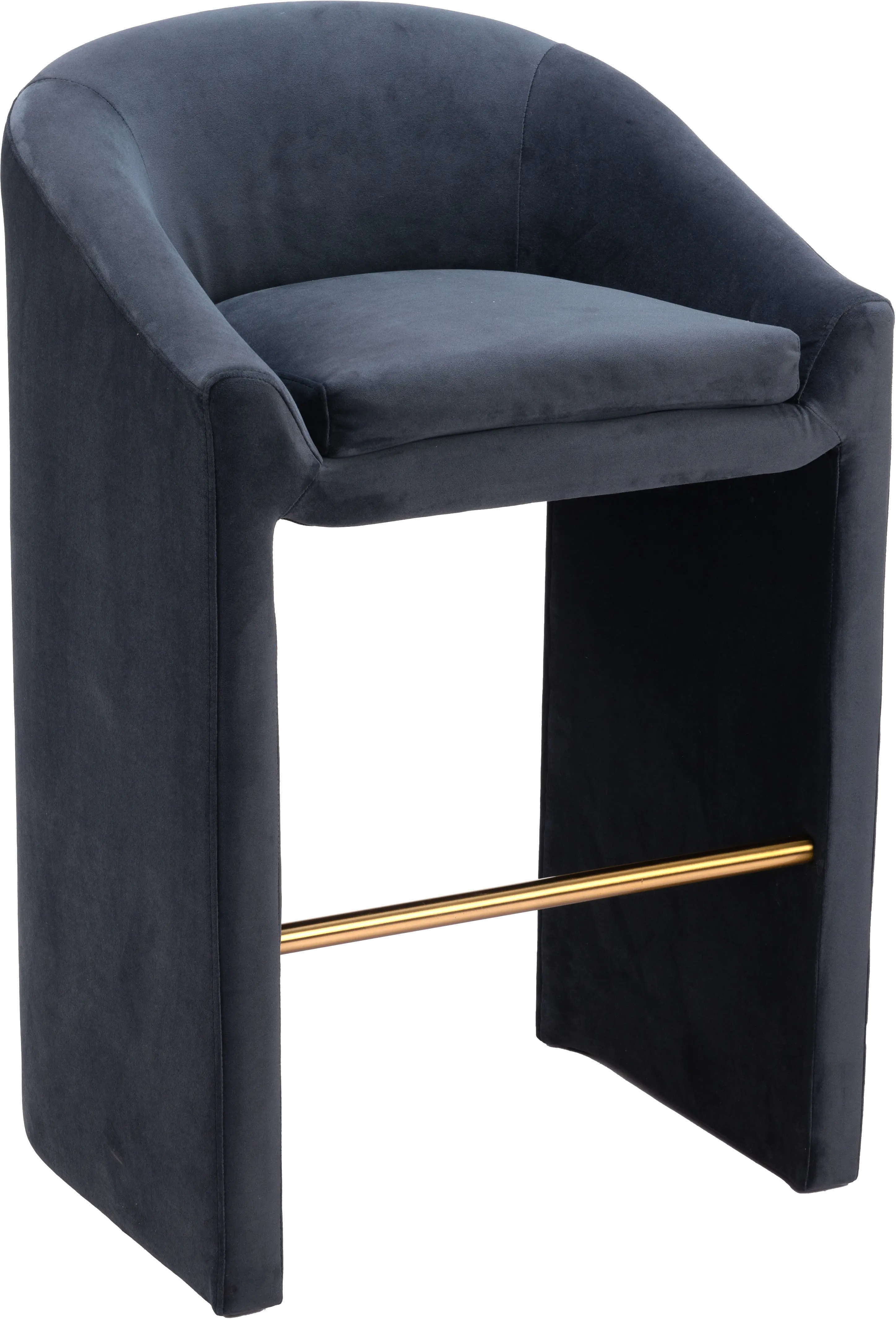 Meda Midnight Gray Velvel Barstool-1