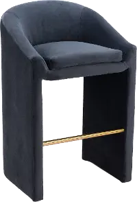 Meda Midnight Gray Velvel Barstool