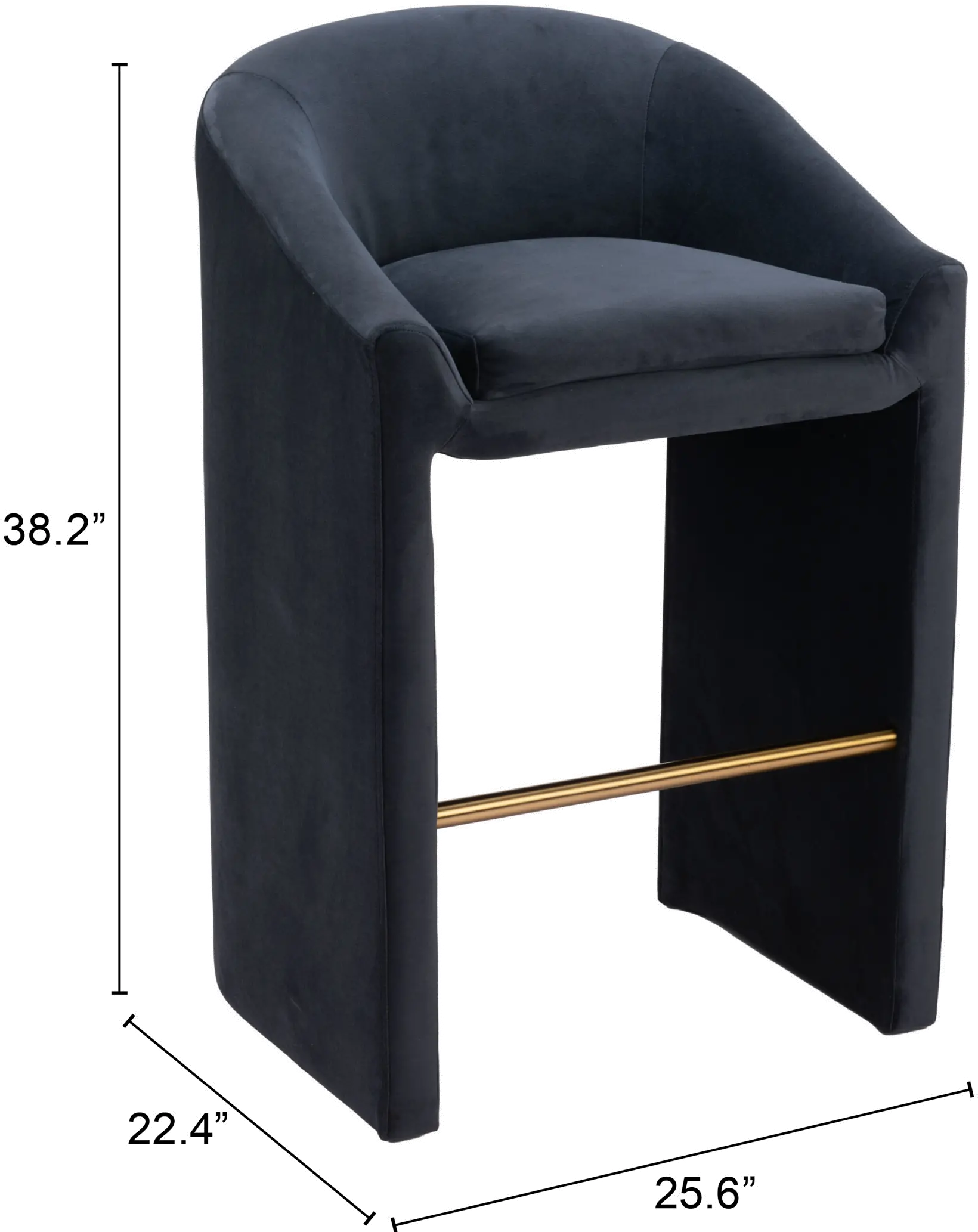 Meda Midnight Gray Velvel Barstool-3