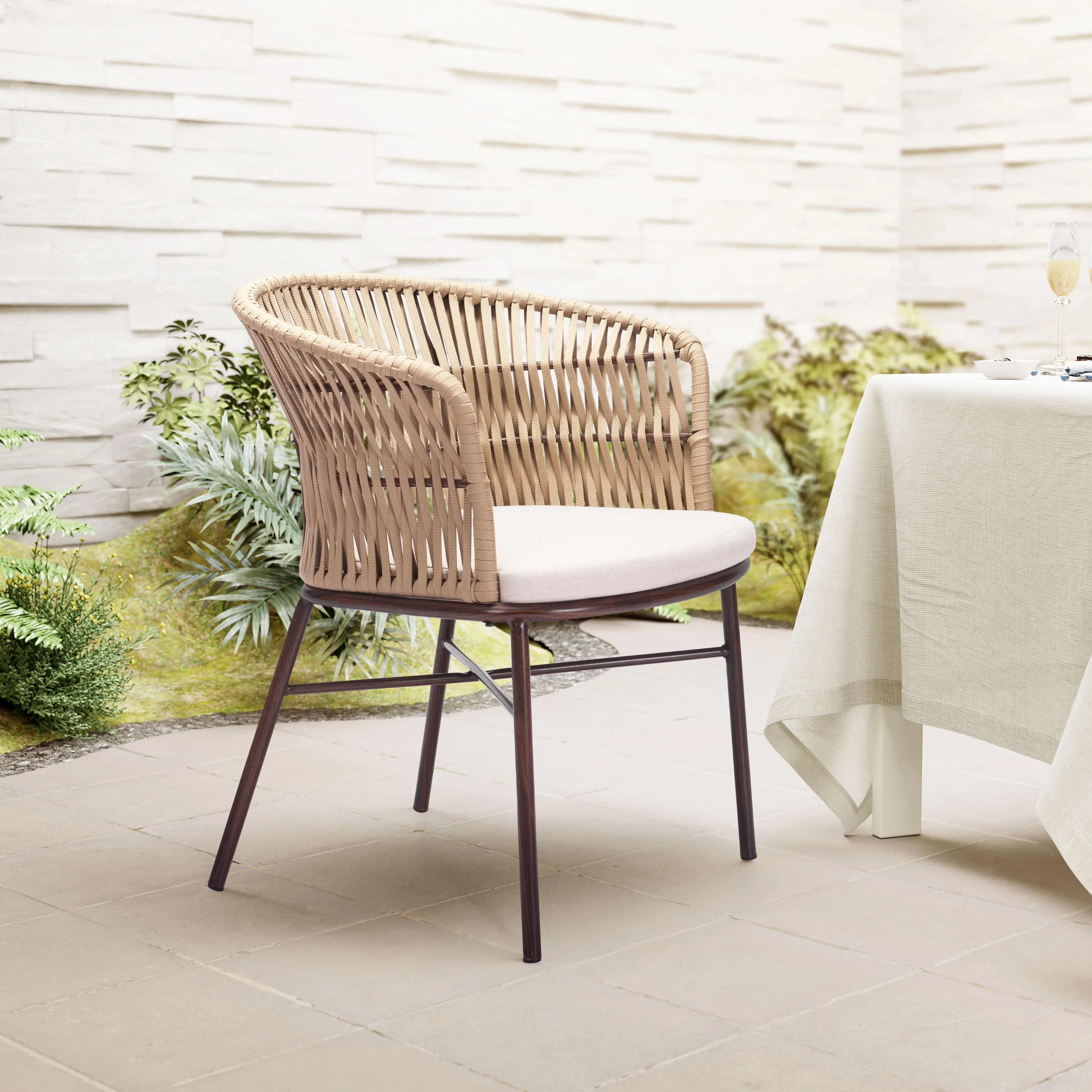 Pozzallo Natural Patio Dining Chair, Set of 2-2
