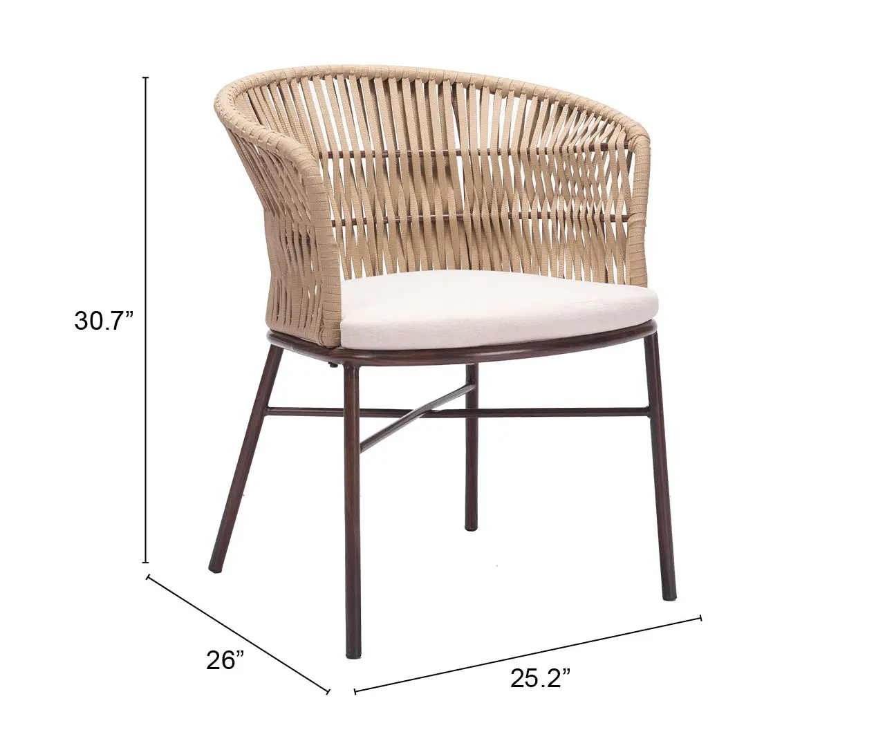 Pozzallo Natural Patio Dining Chair, Set of 2-3