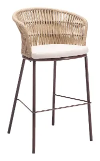 Pozzallo Natural Tan Patio Barstool, Set of 2