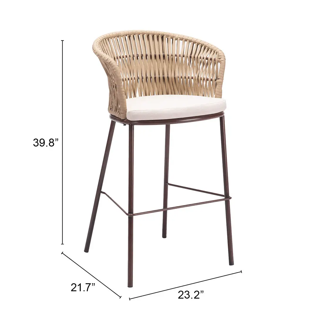 Pozzallo Natural Tan Patio Barstool, Set of 2-3