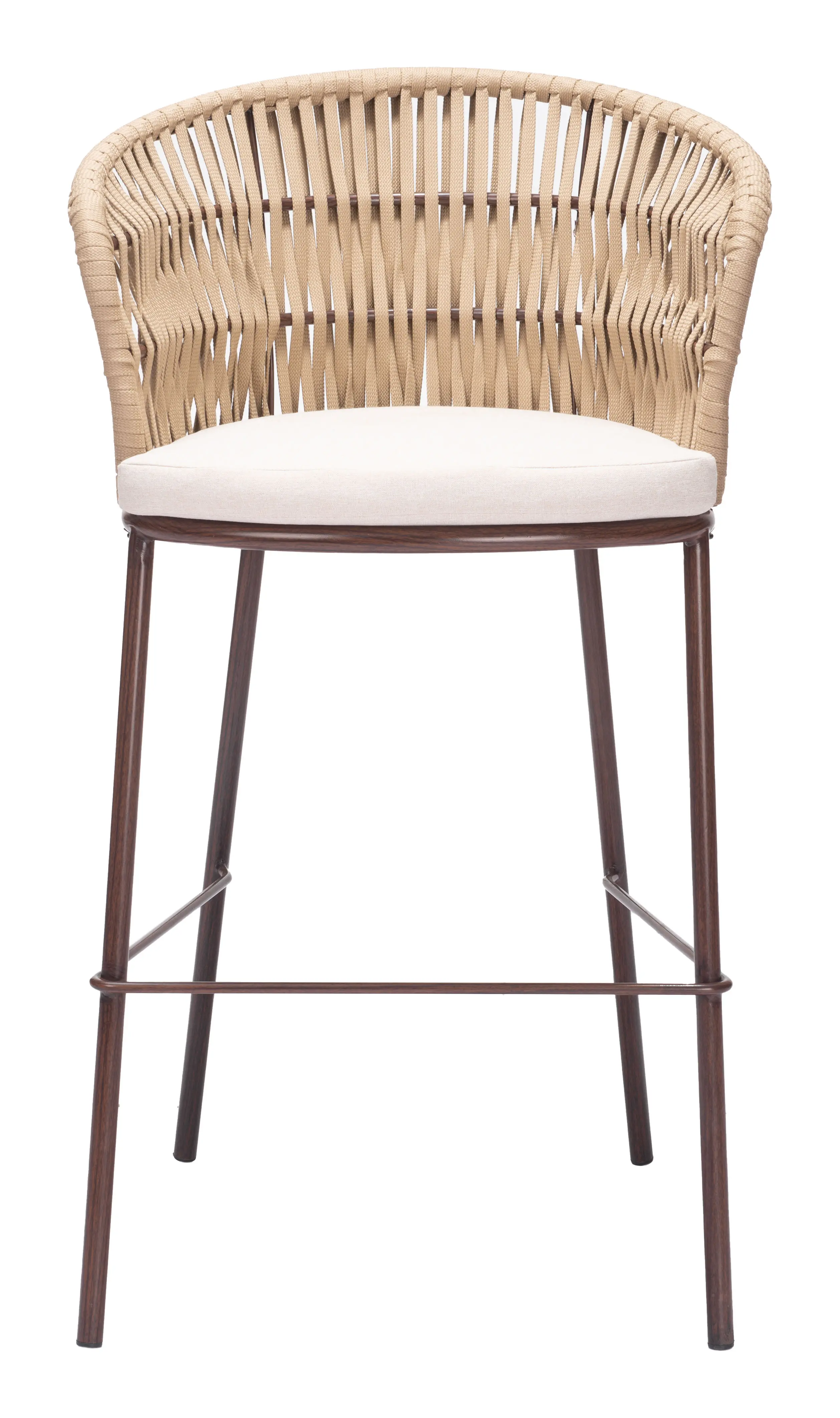Pozzallo Natural Tan Patio Barstool, Set of 2-4