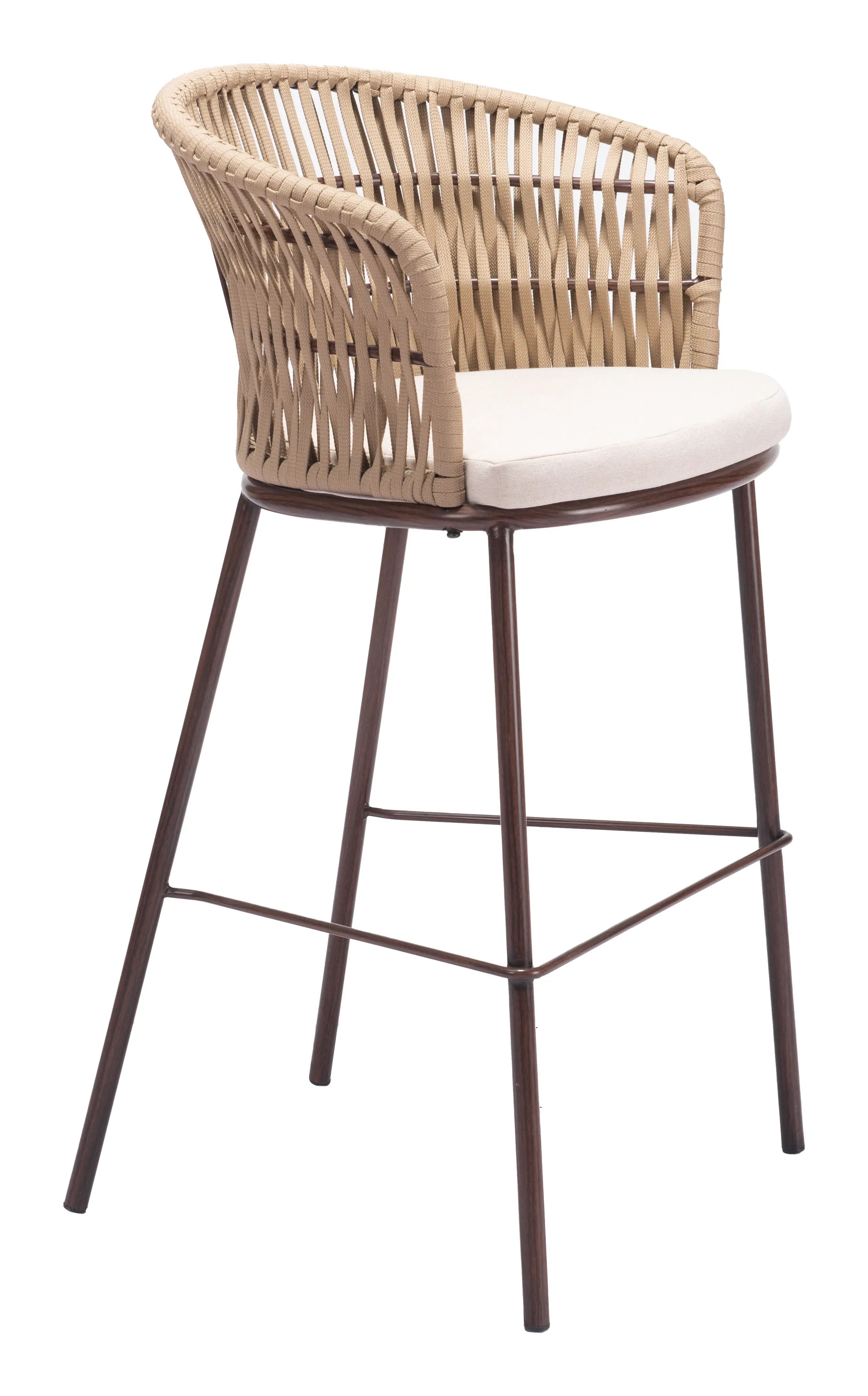 Pozzallo Natural Tan Patio Barstool, Set of 2-5